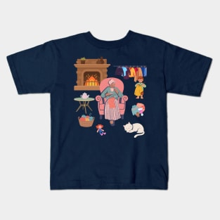 Old woman with winter knit Kids T-Shirt